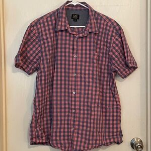 Lee Button Up Button Down XL Mens Checkered‎ Pink Blue With Pocket plaid